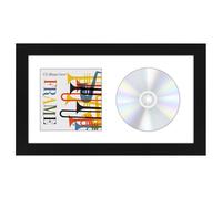 Americanflat Espositore per CD da 16,5 x 30,5 cm, copertina per album e CD, con modanatura in legno ingegnerizzato, vetro infrangibile e cavalletto per esposizione da parete e da tavolo, colore nero