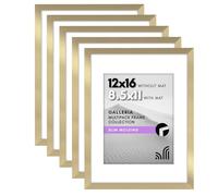 Americanflat Galleria Collection Cornice portafoto 30 x 40 cm con plexiglass lucido, set da 5 pezzi, utilizzabile come cornice da 20,5 x 28 cm con passepartout o cornice da 30 x 40 cm senza