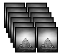 Americanflat Galleria Collection - Cornice portafoto con vetro infrangibile, 20 x 25 cm, set da 12 pezzi, colore: nero