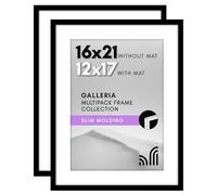 Americanflat Galleria Collection Cornice portafoto da 16 x 20 cm con plexiglass lucido, set da 2 pezzi, utilizzabile come cornice da 28 x 35 cm con passepartout o da 40 x 50 cm senza passepartout, set
