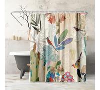 Americanflat PI Creative Art - Tenda da doccia con motivo floreale, 100% poliestere, con 12 ganci, per bagno, 180 x 188 cm