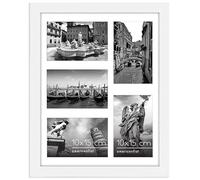 Americanflat Portafoto da Parete Multiplo da 28x35,5 Cm, Bianco - Per Esporre Cinque Foto da 10x15,2 con Passepartout - Porta Foto Multiple da Parete in Vetro Infrangibile