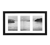Americanflat Portafoto da Parete Multiplo Nero da 20,3x35,5 cm - Per 3 Foto da 10x15 cm - Porta Foto Multiple da Parete con Vetro Infrangibile, Cavalletto e Accessori per Appenderlo