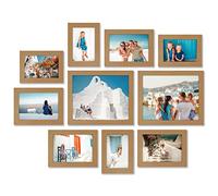Americanflat Set Cornici Foto da Parete, 10 Pezzi, Rovere, Due da 20.3x25.4 cm, Quattro da 12.7x17.8 cm e Quattro da 10.2x15.2 cm, Composizione Cornici da Parete con Vetro Infrangibile