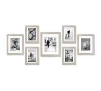 Americanflat Set Cornici Foto da Parete, 7 Pezzi, Effetto Legno di Mare - Una Cornice da 28x36 cm, Due da 20x25 cm e Quattro Cornici 13x18 cm - Composizione Portafoto da Parete con Vetro Infrangibile