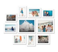 Americanflat Set Cornici Foto da Parete e da Tavolo Bianco, 10 Pezzi - Due da 20x25 cm, Quattro da 13x18 cm e Quattro Cornici 10x15 cm - Composizione Portafoto da Parete con Vetro Infrangibile