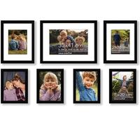 Americanflat Set Cornici Foto da Parete e da Tavolo Nere Con Passepartout, 7 Pezzi - Da 30x40, 23x30 e 15x20 cm - Composizione Cornici da Parete con Vetro Infrangibile