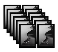 Americanflat Set di 12 cornici portafoto da 15 x 10 cm, colore nero, in legno ingegnerizzato con vetro lucido, formato orizzontale e verticale, per parete e tavolo