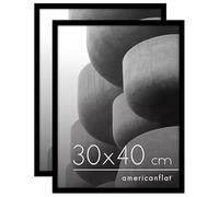 Americanflat Set di 2 Cornici 30x40 cm Nere - Cornici per Foto con Bordo Sottile e Pannello Protettivo in Plastica - Cornice da Parete con Ganci Seghettati Integrati - Orizzontale o Verticale