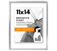 Americanflat Set di 2 cornici galleggianti in alluminio 28 x 35 cm, colore argento, da utilizzare come cornice da 28 x 35 cm o cornice galleggiante da 20 x 25 cm, cornice portafoto con modanatura