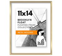 Americanflat Set di 2 cornici galleggianti in alluminio da 28 x 35 cm, colore oro, da utilizzare come cornice da 28 x 35 cm o cornice galleggiante da 20 x 25 cm, cornice portafoto con modanatura