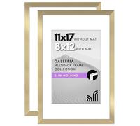 Americanflat Set di 2 cornici per foto da 28 x 43 cm, colore oro, da utilizzare come cornice per foto da 20 x 30 cm con passepartout o 28 x 43 cm senza passepartout, cornici per collage con copertura