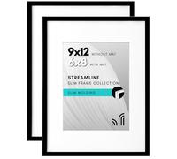 Americanflat Set di 2 cornici per foto da 9 x 12 cm, bordo sottile, 15 x 20 cm, con passepartout e cornice 9 x 12 senza passepartout, formato orizzontale e verticale, per parete e tavolo