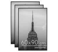 Americanflat Set di 3 Cornici 60x90 cm - Cornici per Foto con Bordo Sottile Nero e Plexiglass - Cornici Nere con Ganci Integrati sul Retro per Appenderle in Orizzontale o Verticale