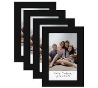 Americanflat Set di 4 cornici per foto da 2 x 3 cm, colore nero, da utilizzare come cornice 2 x 3 per foto a stampa istantanea, mini cornice con vetro trasparente, accessori per appendere e cavalletto