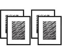 Americanflat Set di 4 cornici per foto da 20 x 25 cm, colore nero, da utilizzare come cornice sottile da 18 x 12 cm con passepartout o 20 x 25 cm senza passepartout, formati orizzontali e verticali,