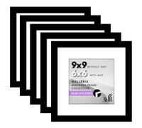 Americanflat Set di cornici per foto da 12,7 cm x 22,7 cm, colore nero, da utilizzare come cornice da 15 x 15 cm con tappetino o 22 x 22 cm senza tappetino, set di cornici da parete con accessori per