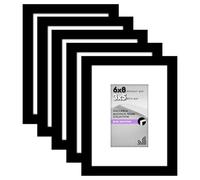 Americanflat Set di cornici per foto da 15 x 20 cm, colore nero, da utilizzare come cornice per foto da 7,6 x 12,7 cm con passepartout o cornice da 15 x 20 cm senza passepartout, cornice per collage,