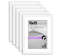 Americanflat Set di cornici portafoto da 11 x 15 cm, colore bianco, da utilizzare come cornice da 20 x 20 cm con passepartout o cornice da 28 x 38 cm senza passepartout, cornici per collage da parete