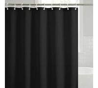 Americanflat Tenda da doccia in 100% poliestere, impermeabile, con occhielli in metallo e 12 anelli, 180 x 188 cm, colore: nero
