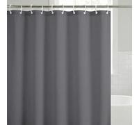 Americanflat Tenda da doccia in 100% poliestere, impermeabile, con occhielli in metallo e 12 anelli per tenda da doccia, 180 x 188 cm, colore: grigio