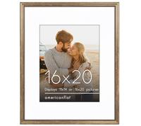 Americanflat Vintage Frames - 16x20 Picture Frame with Elegant Beaded Accents and Polished Plexiglass - Use as 11x14 Frame or 16x20 Frame Without Mat - Gold Antique Style Frames for Wall Display
