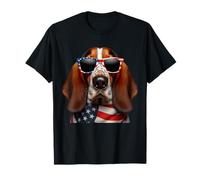 Americano Basset Hound Dog 4 luglio Incependence Day Proprietario Maglietta