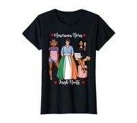 Americano Born Irish Roots Nero da Donna Africano Maglietta