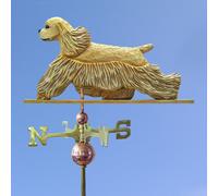 Americano Cocker Spaniel Intagliato a Mano Dipinto Basswood Cane Banderuola Buff