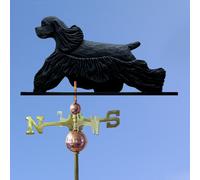 Americano Cocker Spaniel Intagliato a Mano Dipinto Basswood Cane Banderuola Nero