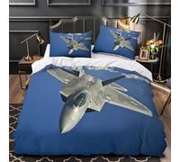 Americano F22 Raptor Caccia 3 Pezzi 3D Stampa Digitale Militare Copripiumino Set Copripiumino E Federe Con Cerniera Set Di Biancheria Da Letto Microfibra Morbido Per Bambini Double（200x200cm）