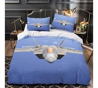 Americano F22 Raptor Caccia 3D Stampa Digitale Militare 3 Pezzi Copripiumino Set Copripiumino Microfibra Morbido Set Di Biancheria Da Letto Con Cerniera E Federe Per Bambini Double（200x200cm）