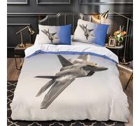Americano F22 Raptor Caccia Copripiumino 3D Stampa Digitale Militare Set Copripiumino 3 Pezzi E Federe Microfibra Morbido Set Di Biancheria Da Letto Con Cerniera Per Bambini Double（200x200cm）