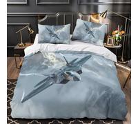 Americano F22 Raptor Caccia Set Copripiumino 3D Stampa Digitale Militare 3 Pezzi Copripiumino Set Di Biancheria Da Letto Con Cerniera E Federe Microfibra Morbido Per Bambini Double（200x200cm）
