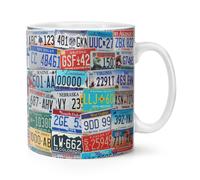 Americano Licenza Piatti 284ml Tazza - USA Auto Numero Vintage America