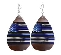 Americano Sottile Linea Blu Bandiera Stampa Orecchini A Goccia Per Le Donne In Pelle Orecchini Pendenti Gioielli Per Festa di Compleanno San Valentino