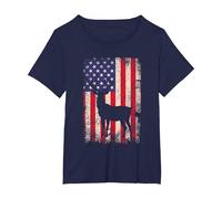 Americano Whitetail Buck Cacciatore di Cervi Patriottico Maglietta, Donna Plus-Size, Navy, 1X
