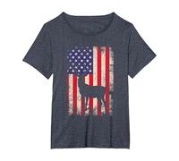 Americano Whitetail Buck Cacciatore di Cervi Patriottico Maglietta, Donna Plus-Size, Pervinca, 1X
