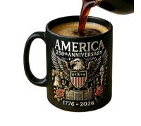 America's 250th Birthday Mug - Patriotic Commemorative Cup, Ceramic Tea and Coffee Mug | Symbolic Patriotic Drinkware with Flag and Eagle Design for Home, School, Cafe, Restaurant, Men, Women, Gift