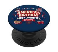 America's Birthday Party Committee Est 1776 Patriotic PopSockets PopGrip Adesivo