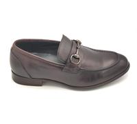 Amerigo Vespucci AV-304 mocassino pelle castagna accessorio metal fondo gomma C
