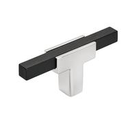 Amerock BP6726BMB | Pomello per ante o cassetto dell'armadio da cucina | Cromo lucido/nero opaco spazzolato | Lunghezza 70 mm | Urbanite | Confezione da 1 | Ferramenta per mobili | Hardware per mobili