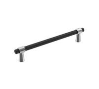 Amerock Maniglia per armadietto, cromo lucido/nero opaco, 160 mm, centro a centro, fusione, confezione da 1, maniglia per armadietto, hardware per armadietti
