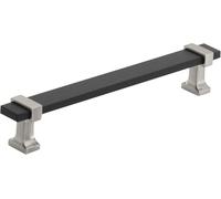 Amerock Maniglia per armadietto, nero opaco spazzolato, nichel satinato, 160 mm, da centro a centro, Overton, confezione da 1, maniglia per cassetti, accessori per armadietti