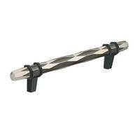 Amerock Maniglia per armadietto, nichel lucidato/bronzo nero, 128 mm da centro a centro, Londra, confezione da 1, maniglia per cassetto, ferramenta per armadietti