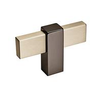 Amerock Mulino - Pomello per armadietto, 60 mm, colore: argento champagne/nero