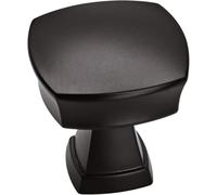 Amerock Pomello per armadietto, nero opaco, lunghezza 32 mm, statura, confezione da 1, pomello per cassetti, hardware per armadietti
