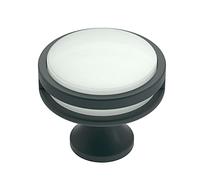 Amerock Pomello per armadietto, nero opaco, satinato, diametro 35 mm, Oberon, confezione da 1, pomello per cassetti, hardware per armadietti