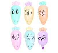 Amesor Evidenziatori Colorati | Set da 6 Penne Evidenziatore a Forma di Carota | Pennarelli Asciugatura Rapida Colori Vivaci Punta Cuneiforme Forma Carota Materiale Scolastico per Adulti Studenti