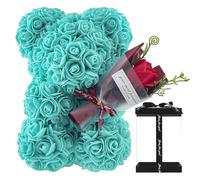 Amesor Orso di Orsetto di Rosa - Orsacchiotto Composto da Artificiali | Orsetto di Fiori Rosa | Orsetto di Rosa con Scatola | Regali Romantici per Moglie, Fidanzata, Matrimonio, Anniversario